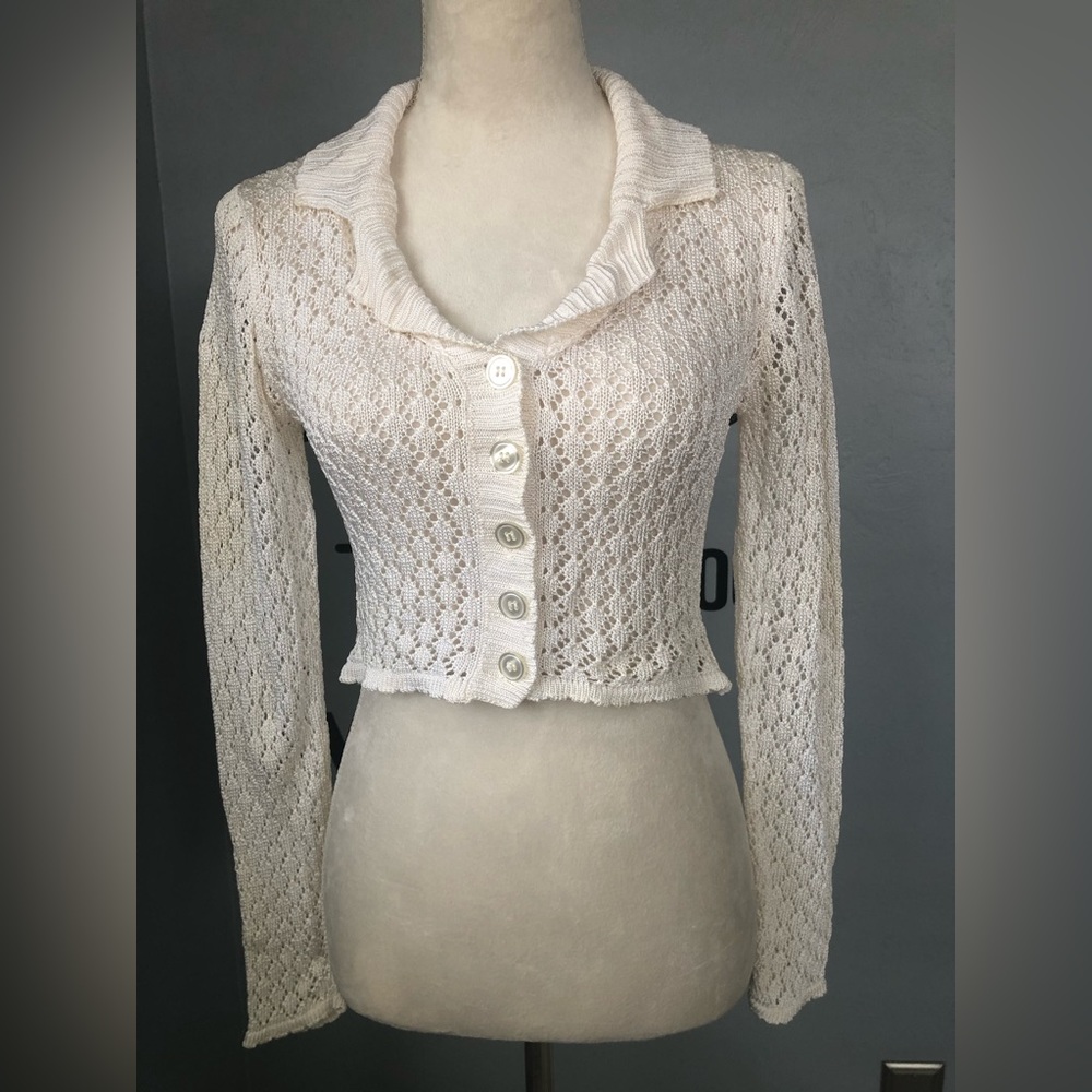 XXIST Long Sleeve See Through White Top size S